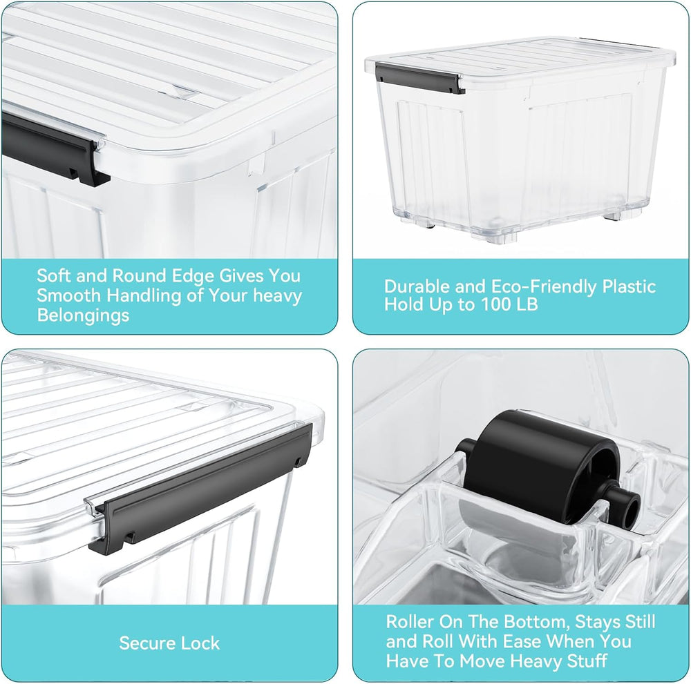Nazhura 72 Quart Plastic Storage Bin, Stackable and Nestable Storage Boxes wi...