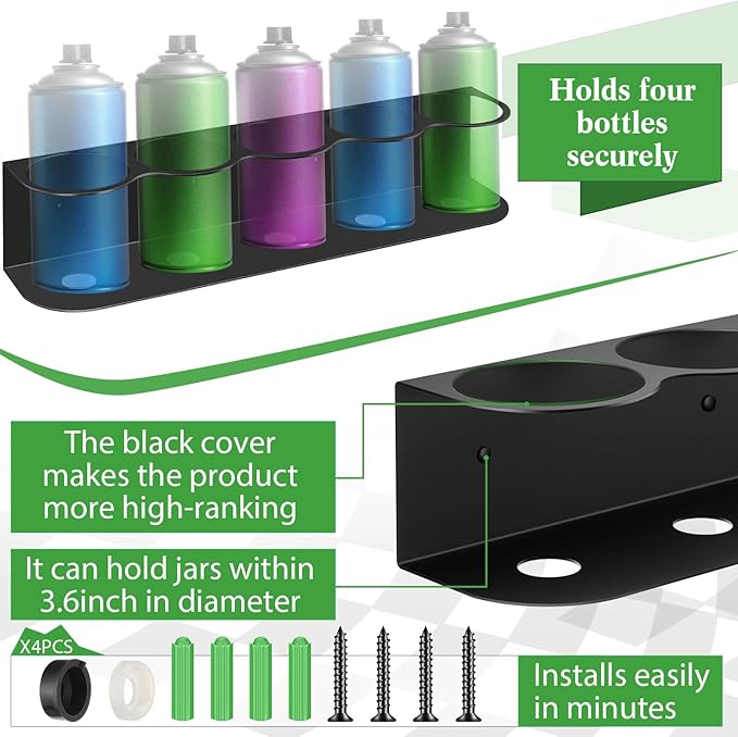 Therwen 2 Pcs 5 Holes All Purpose Steel Spray Bottle Holder Heavy Duty Spray
