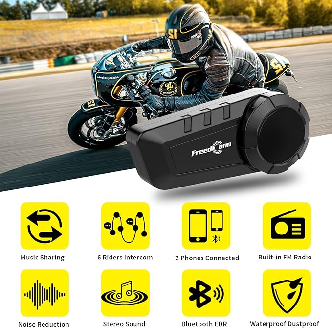 FreedConn KY PRO Motorcycle Helmet Bluetooth Headset, Motorcycle Communication