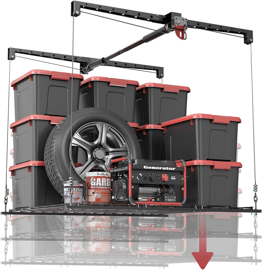 Overhead Garage Storage Lift, Heavy-duty 4x4 Ft Garage Ceiling Storage Racks ...