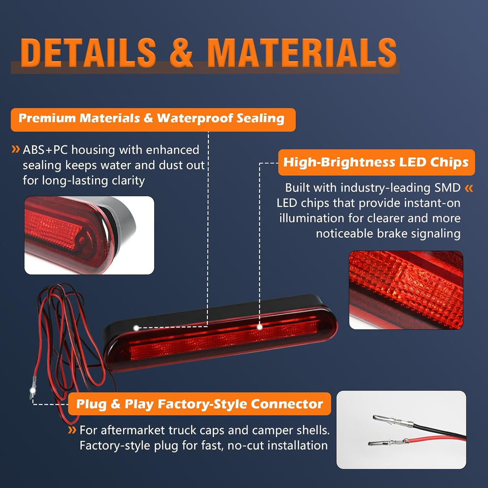 LED 3rd Brake Light Only (No Dome Light) for Truck Cap Topper Camper Shell 10...