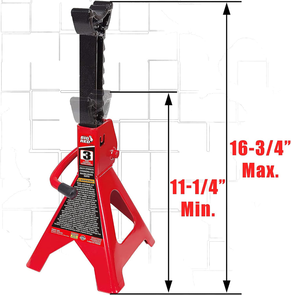 BIG RED T43202 Torin Heavy Duty Steel Jack Stands: 3 Ton (6,000 lb) Capacity ...