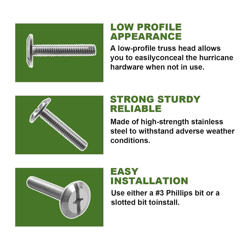 Combo Sidewalk Bolts, 304 Stainless Steel, Hurricane Hardware, 1/4" X 1-...