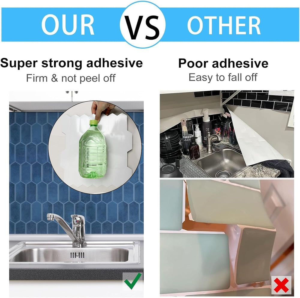 Peel and Stick Tile for Kitchen, Thicker Design 3D Self -Adhesive Long Hexago...