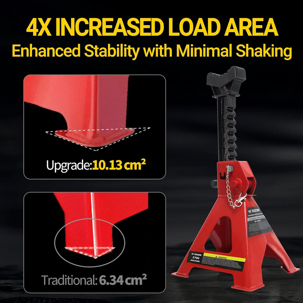 3 Ton Jack Stands, 1 Pair Heavy Duty Steel Car Jack Stands with Double Lockin...