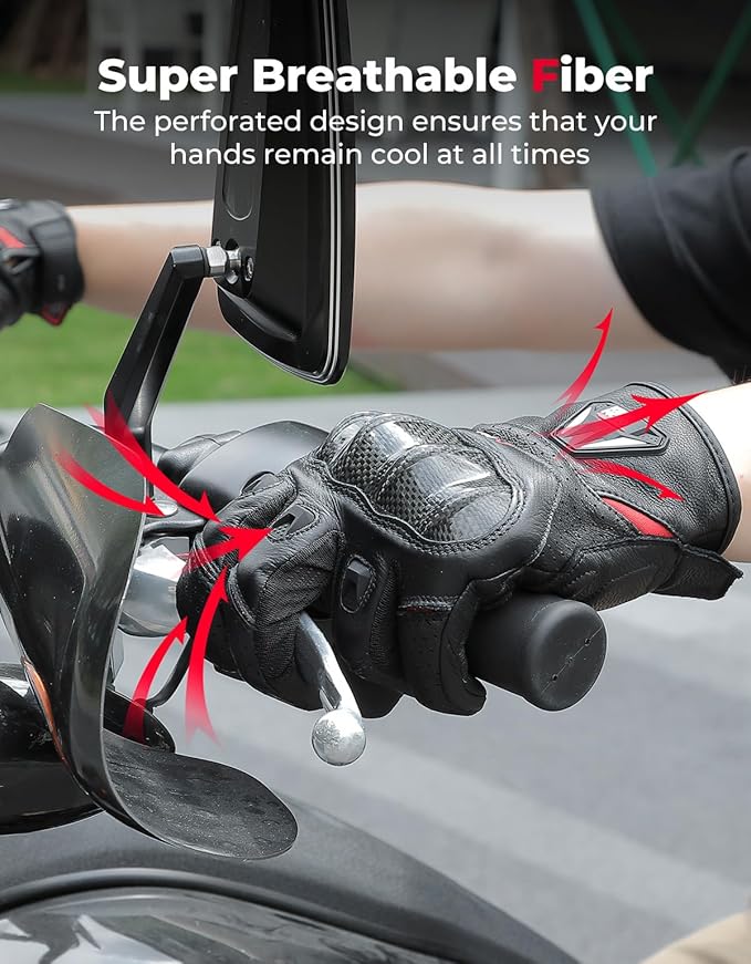 KEMIMOTO Sheepskin Leather Motorcycle Gloves