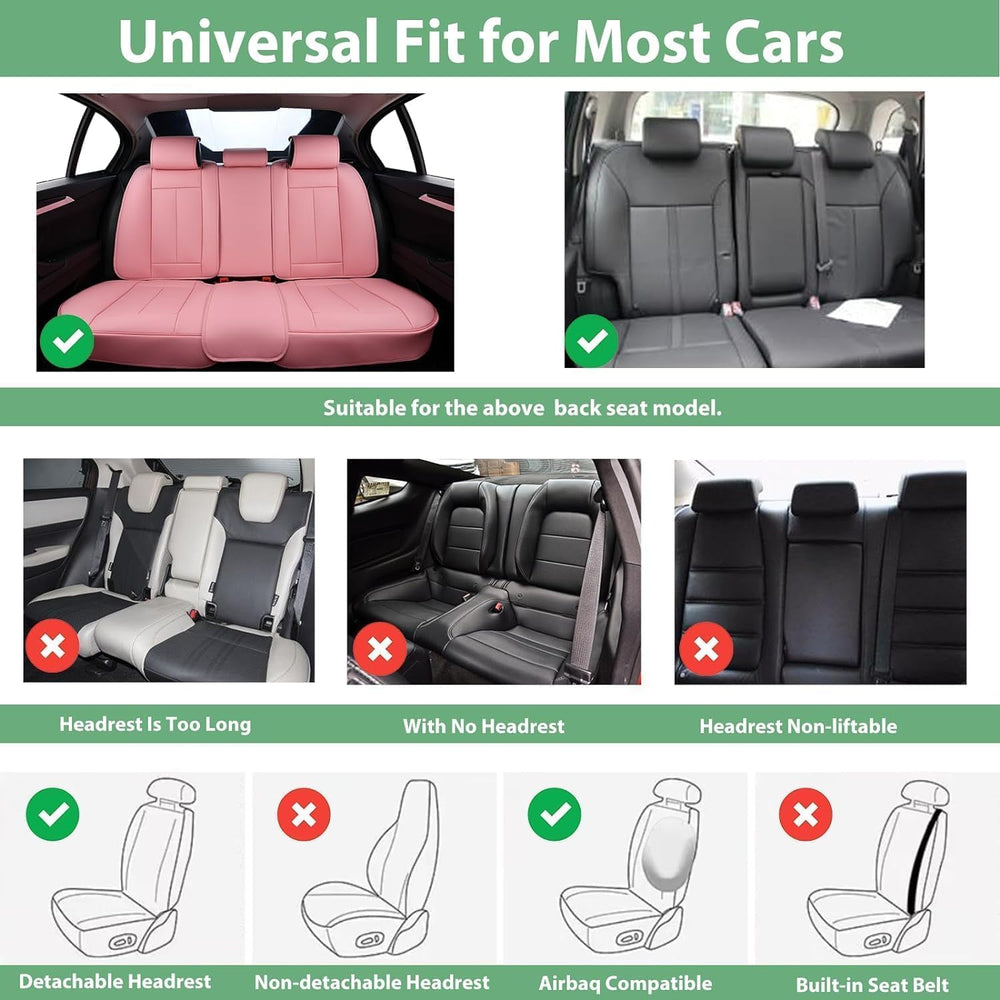 Pink Leather Car Seat Cover for Front Pair, Anti-Slip Universal