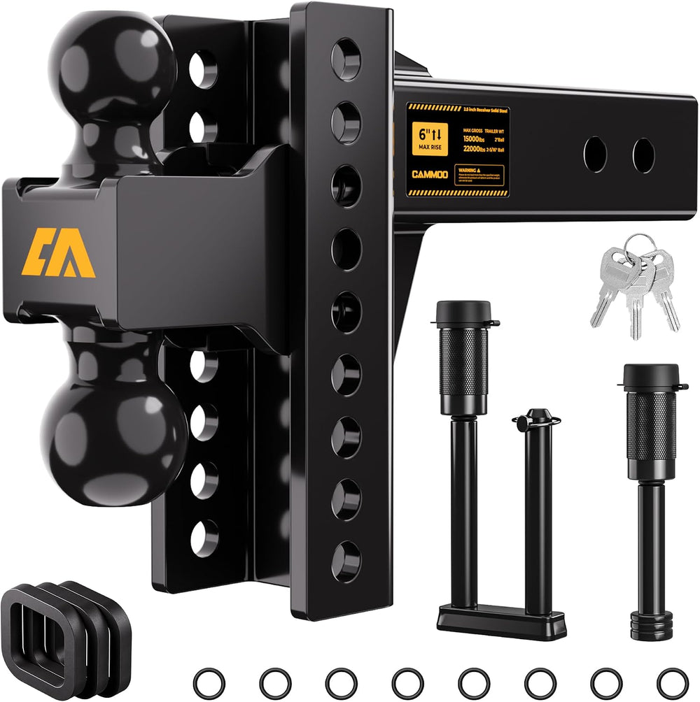CAMMOO Adjustable Trailer Hitch for 2.5inch Receiver 6 inch Rise/Drop Hitch