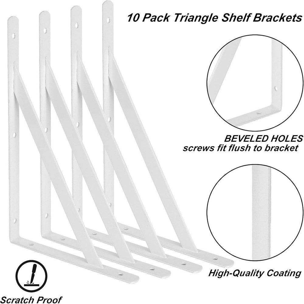 16 Pack 12 Inch Shelf Brackets Heavy Duty Right Angle Bracket Triangle Shelf ...