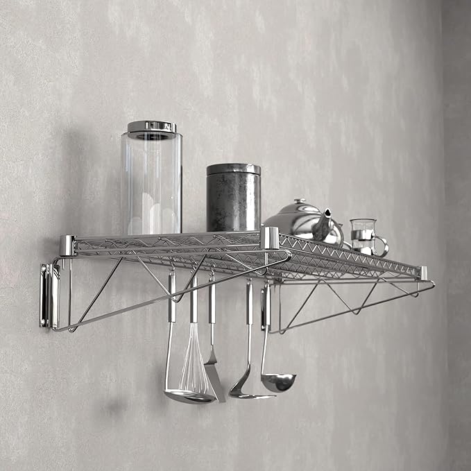18" x 48" Chrome Wire Wall Mount Shelf