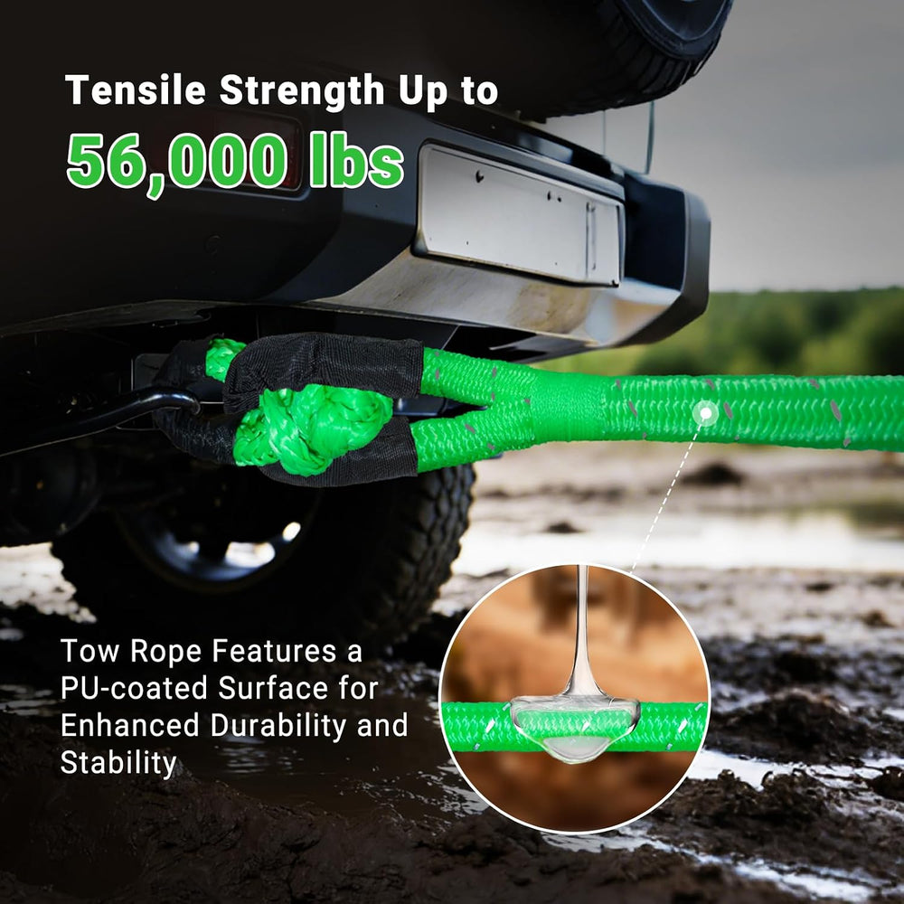 Kinetic Recovery Tow Rope 5/8" x 20ft Tow Strap 36000lbs Snatch Strap wi...