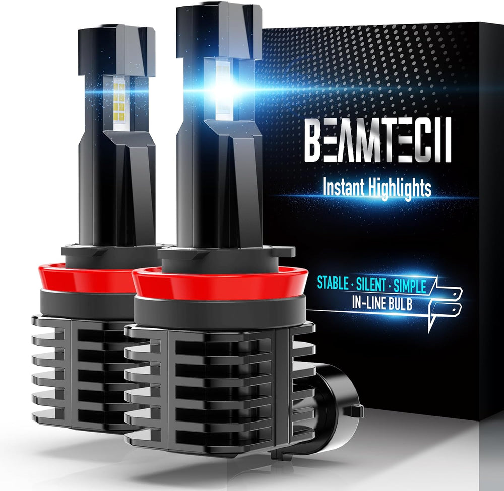 BEAMTECH H11 Bulb, H8 H9 Fog Light Bulb Fanless in Line 6500K Light Bulb Pack...