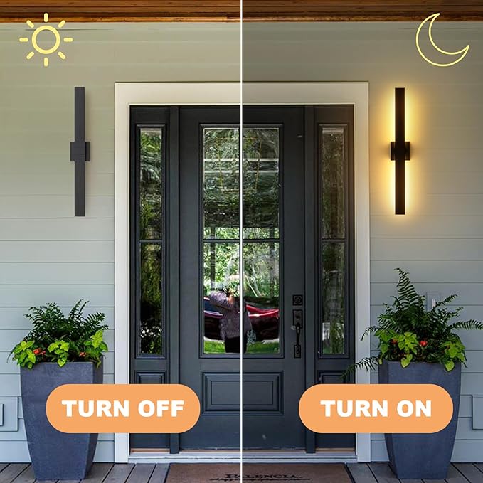 Black Modern LED Outdoor Wall Sconce 31.5" Long Outdoor Wall Lights Exte...