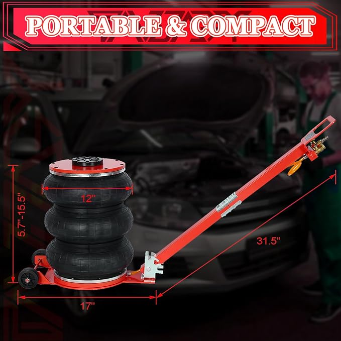 5T Triple Bag Air Jack 11000lbs Pneumatic Jack 3s Fast Lift Up 16in Airbag Jack