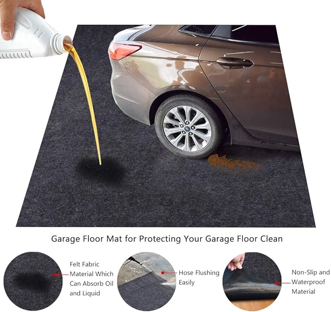 Garage Floor Mat, Absorbent Fabric, Anti-slip and Waterproof Backing, Garage