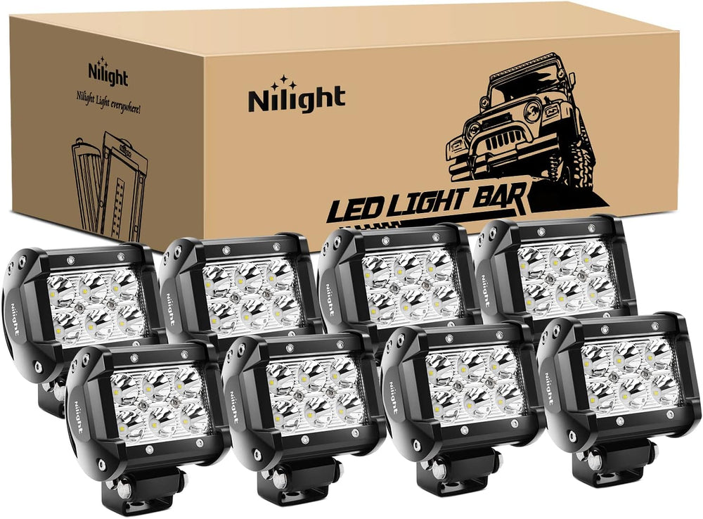 Nilight - NI 06A-18W LED Light Bar 8PCS 18W 1260lm Spot led pods Driving Fog ...