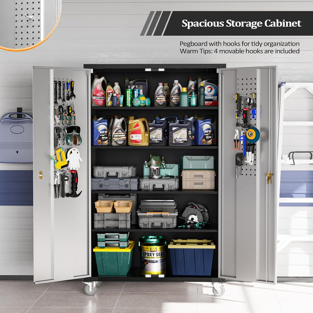 VINGLI Upgraded Wide & Deep Garage Storage Cabinet, Metal Storage Cabinet...