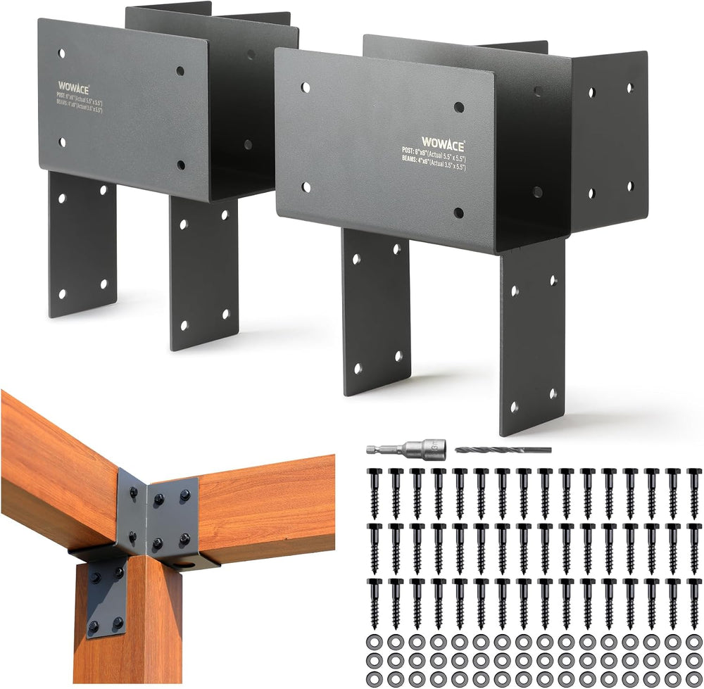 2 Pack 4x6 (Actual 3.5"x5.5") Heavy Duty Stainless Steel Pergola Br...