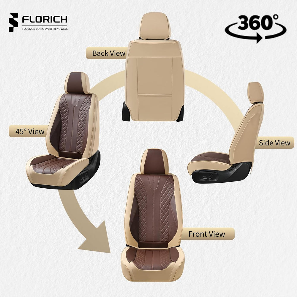 FLORICH Front and Back Seat Covers for Cars Leather Car Seat Cover Full Set 5...