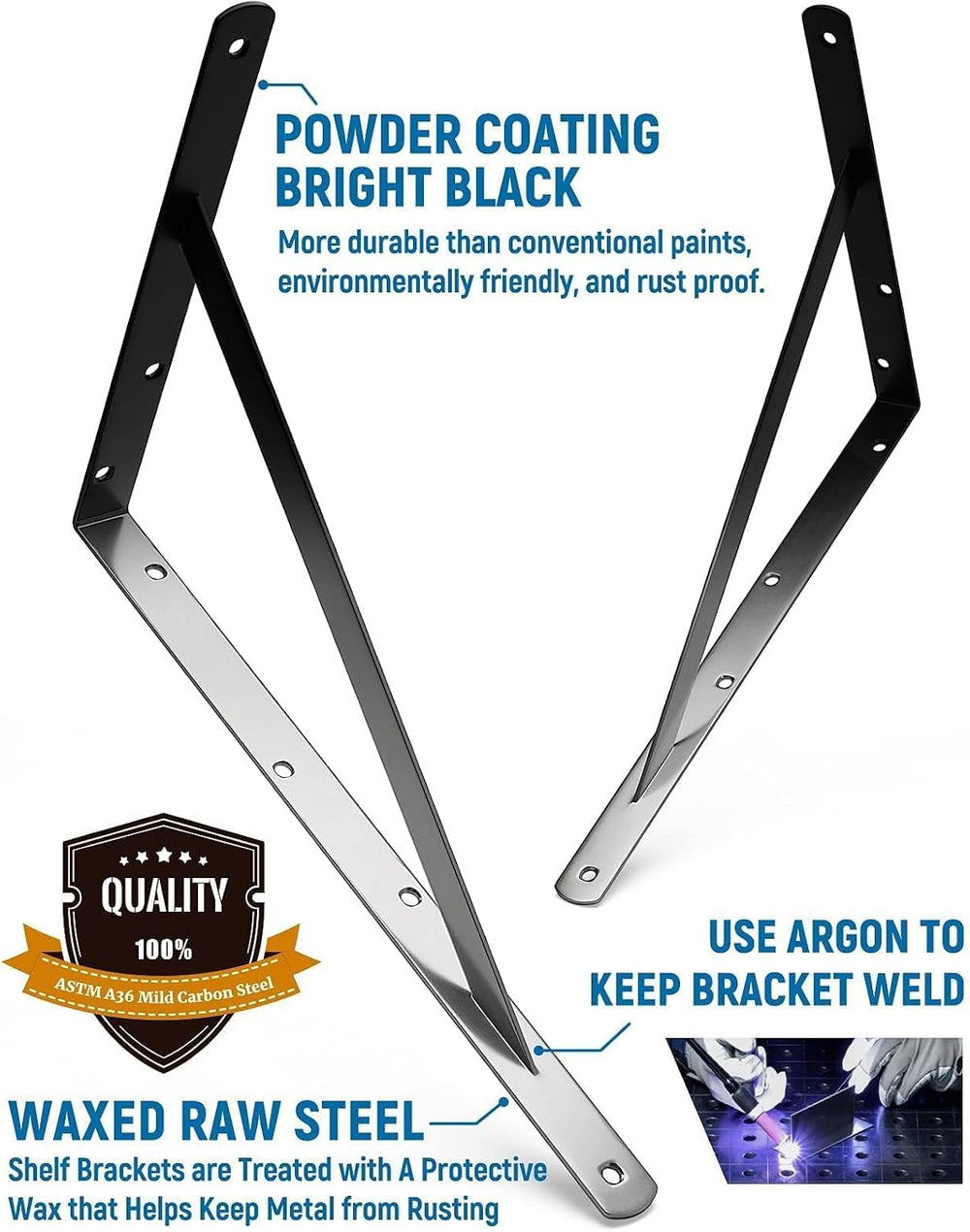 12-Pack 18 Inch Heavy Duty Shelf Brackets, Large Floating Shelf Bracket