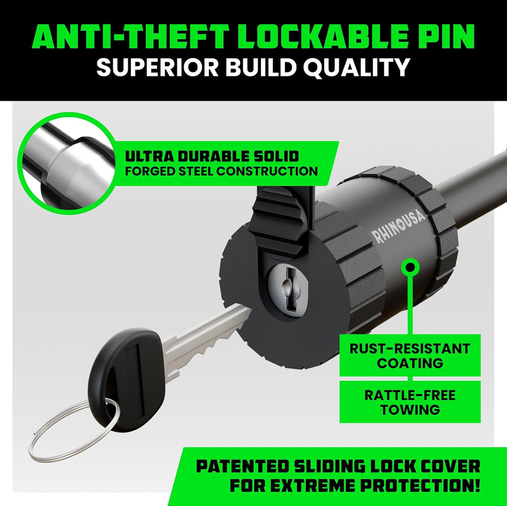 Rhino USA 2.5” Trailer Hitch Pin – Patented 5/8" Locking Receiver Pin fo...