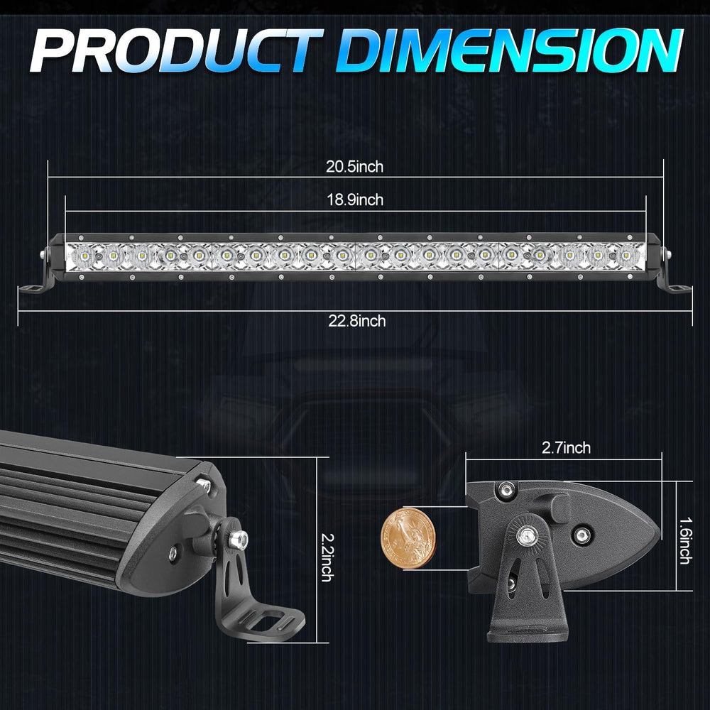 20 Inch LED Light Bar, Niwaker 100W Single Row Light Bar Spot Flood Combo Wor...