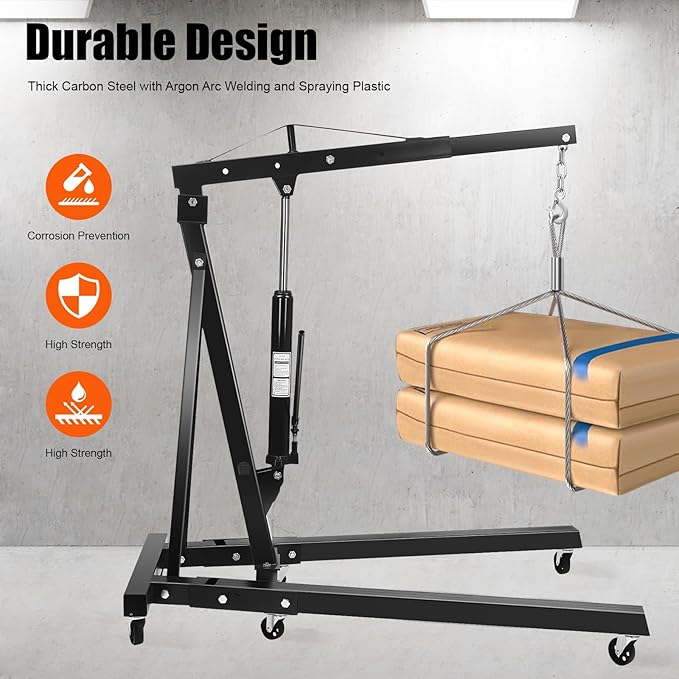 LOYALHEARTDY 2 Ton Hydraulic Engine Hoist, Folding Engine Lift