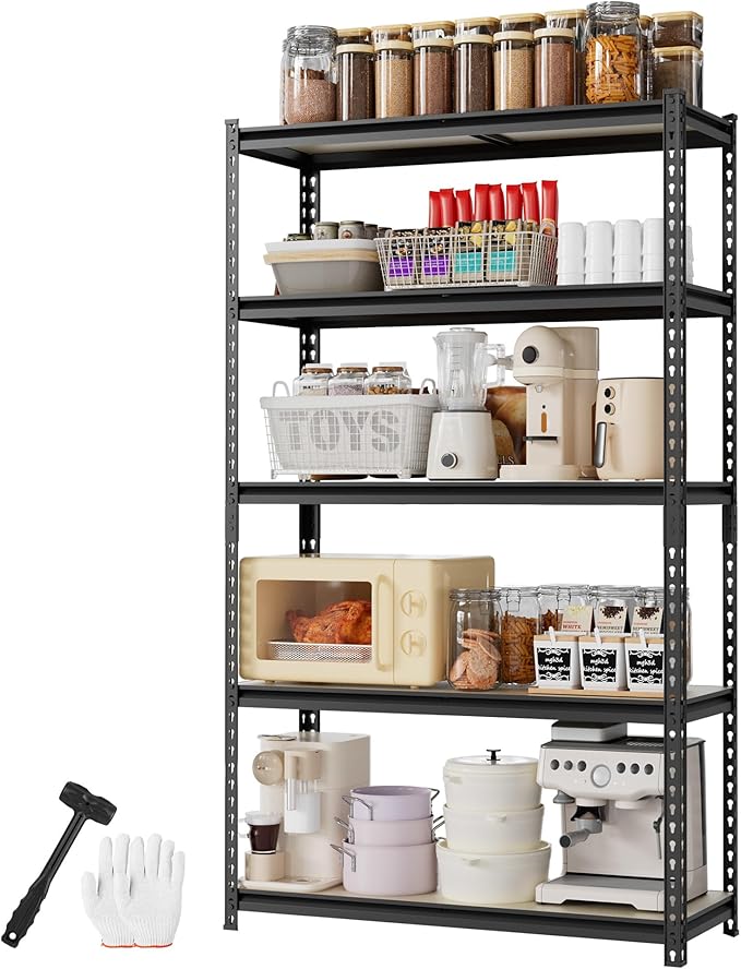WORKPRO 5-Tier Storage Shelf, for Basement, 35.4”Wx11.8”Dx72”H