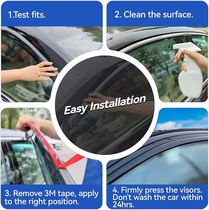 Window Visors Rain Guards for Honda Civic 2001 2002 2003 2004 2005, Out-Channel