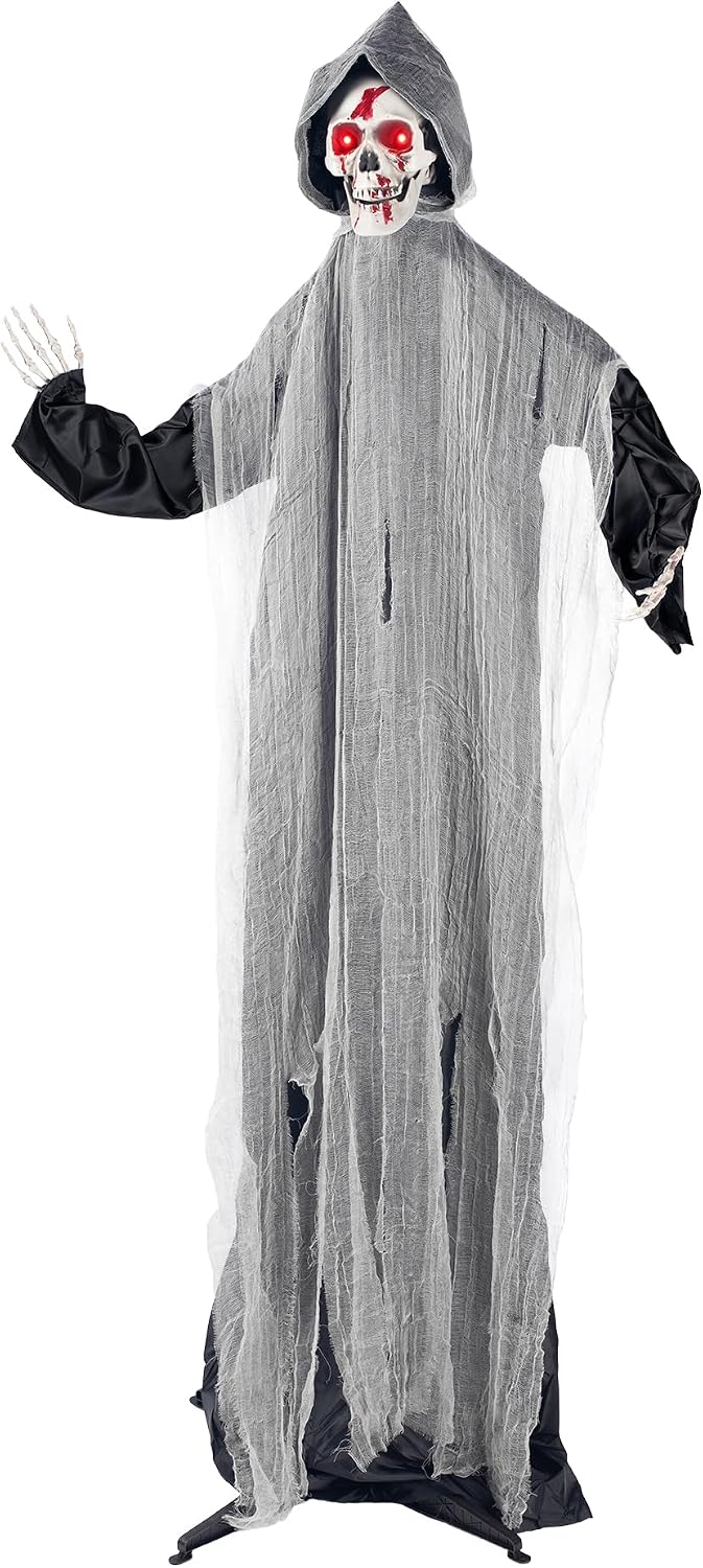 6FT Light Up Swinging Scary Skeleton Ghost Halloween Decoration