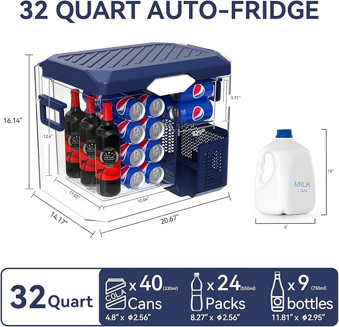Car Refrigerator Portable 12V Fridge 32 Quart 12 Volt Freezer Compressor Cooler
