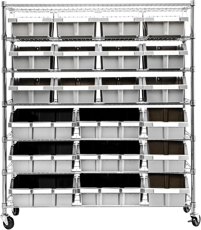 Seville Classics Heavy Duty NSF Bin Rack Solid Steel Wire Shelving Storage Unit