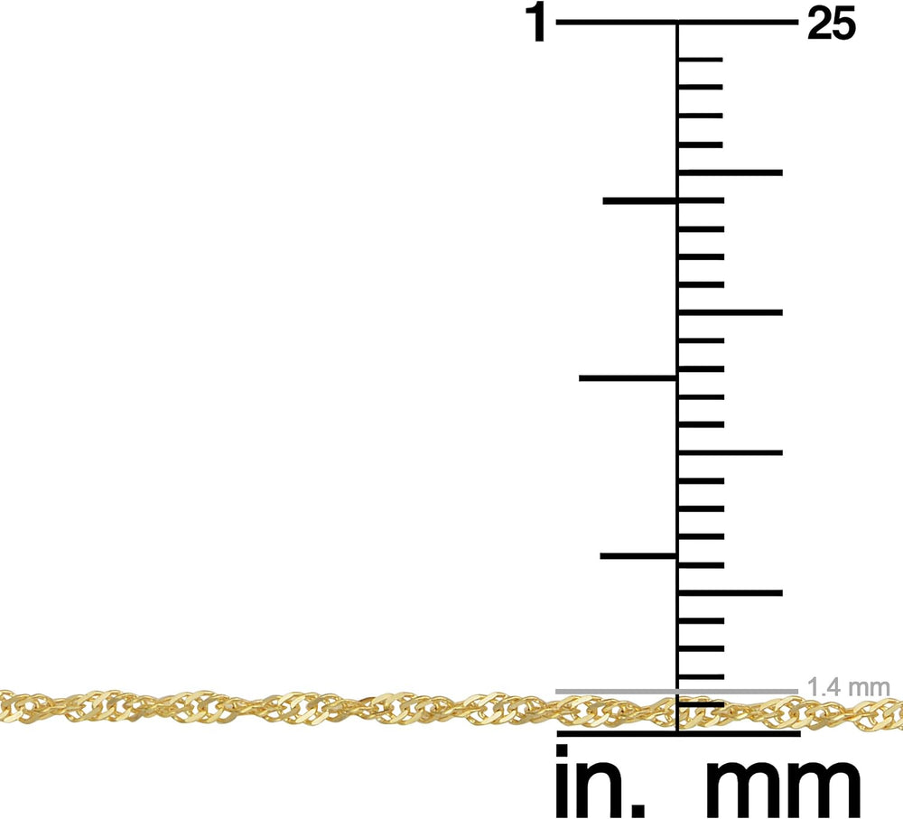 Kooljewelry Solid 10K Yellow Gold Singapore Chain Necklace for Women