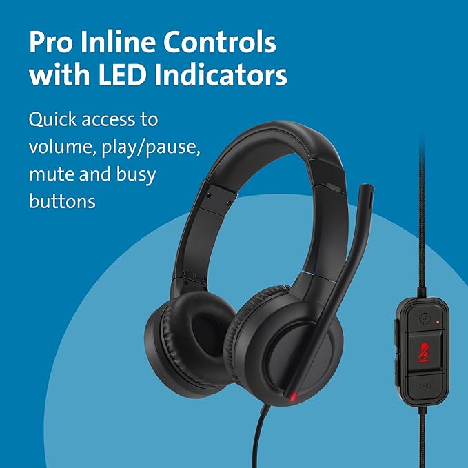 Kensington H1000 USB-C On-Ear Headset, 270° Rotating Noise-Canceling Microphone