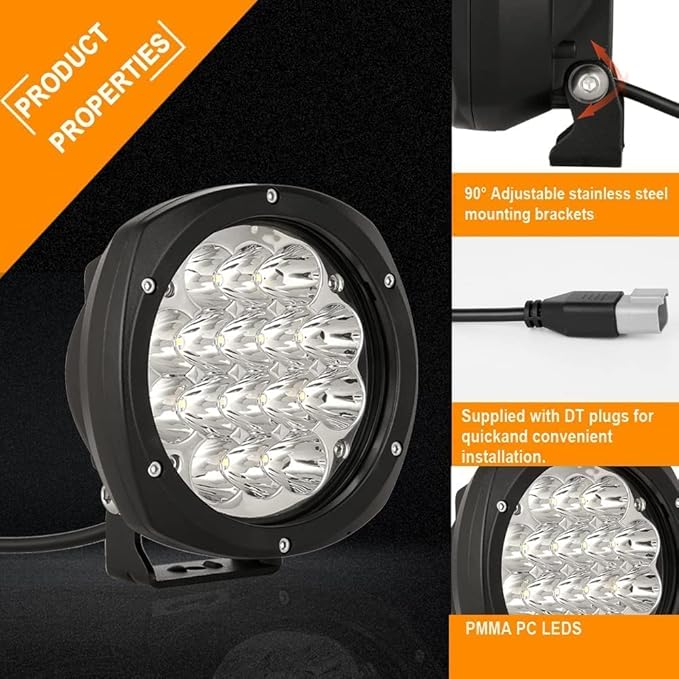 BIGLION.X 5Inch 160W Round Led Driving Lights Off Road Spot Lights Offroad