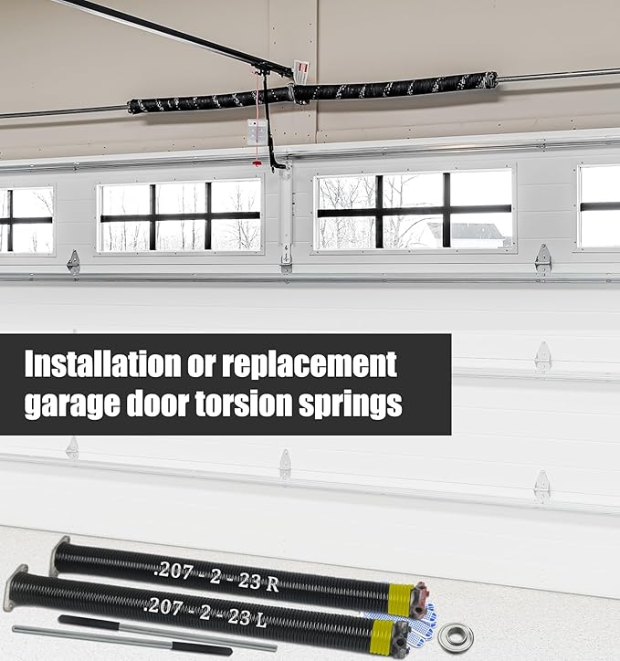 Garage Door Torsion Spring Set, Pair of 2" Electrophoresis Coated Garage...
