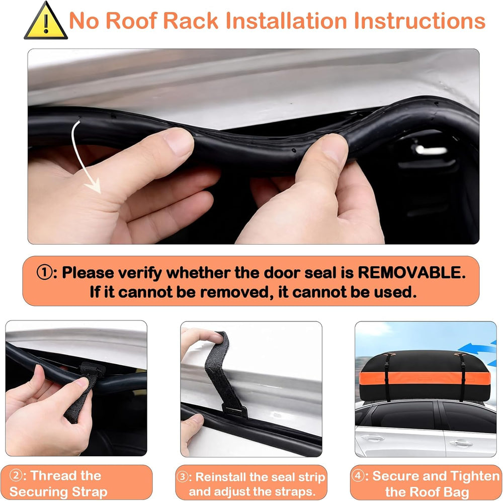 Roof Bag, Waterproof Soft Car Top Carrier Without Rack, 15 Cubic Feet Cargo C...