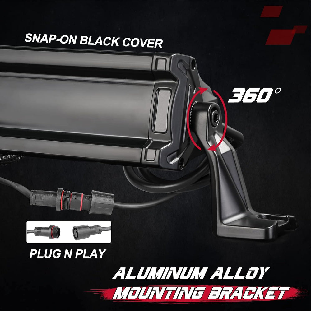 OFFROADTOWN 50 Inch 660W LED Light Bar with Wiring Harness and Black Cover