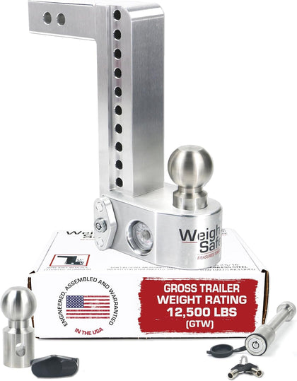 Weigh Safe Aluminum Trailer Hitch, 2" Receiver, 10" Drop, 2-Piece Lock