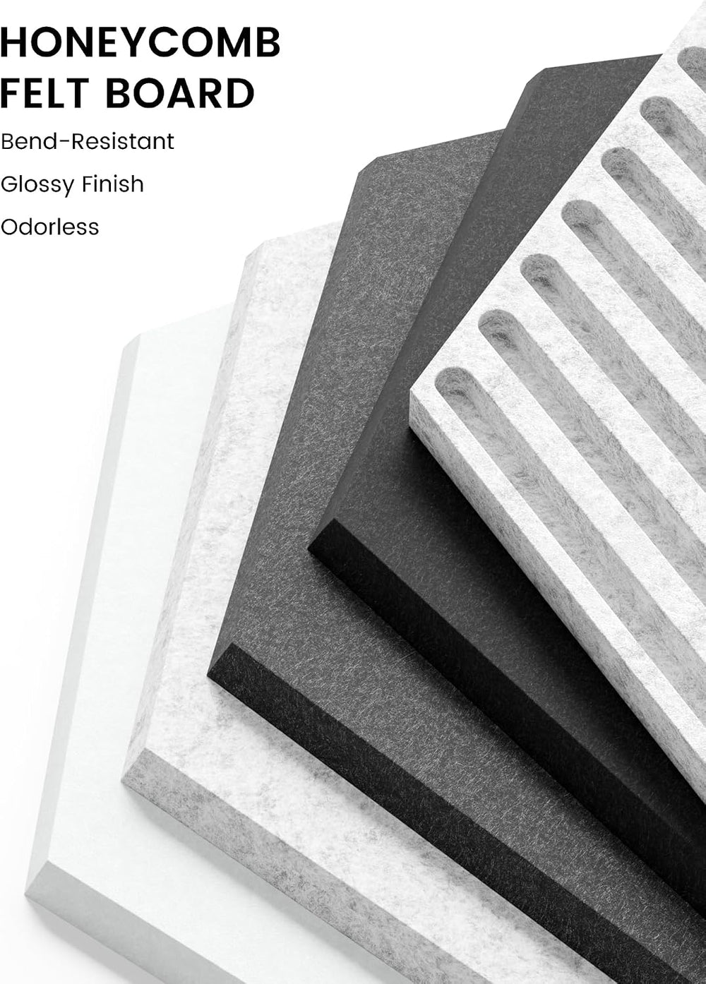 Fluxynara 10-Pack Hexagon Felt Bulletin Board Tiles, Concrete Echo