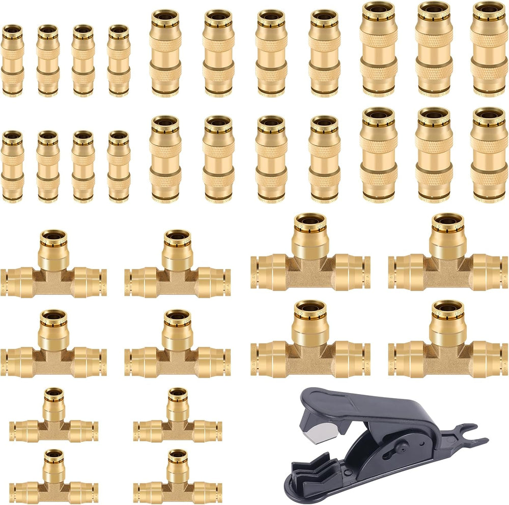 CheeMuii 35PCS Brass DOT Air Line Fittings Kit DOT Push Lock Air Fittings