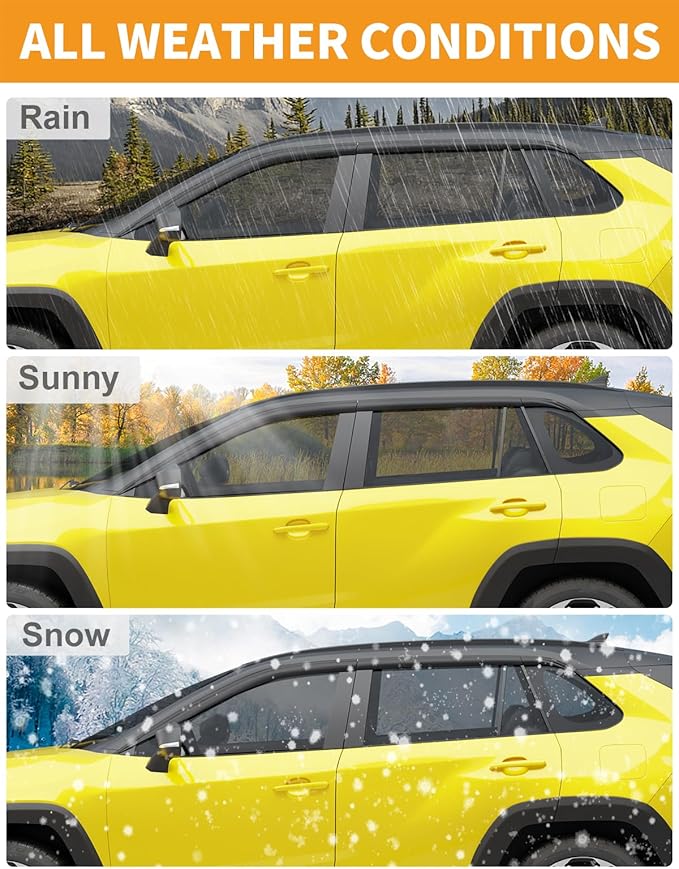 Tape-On Window Rain Guards Fit for Toyota RAV4 2019-2025 Extra Durable Window...