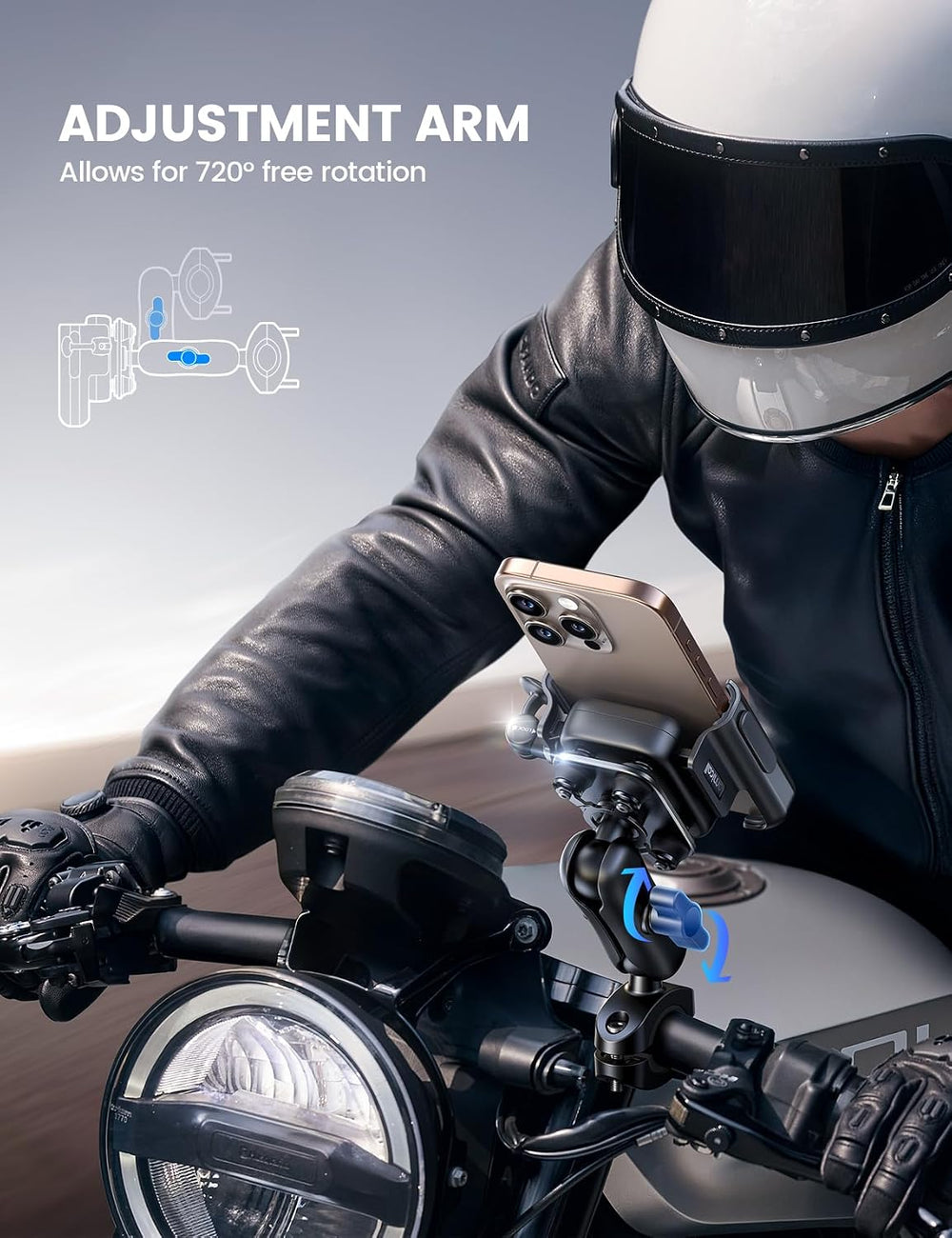 Lamicall Motorcycle Phone Mount Holder - [All Metal] [Anti Shake]
