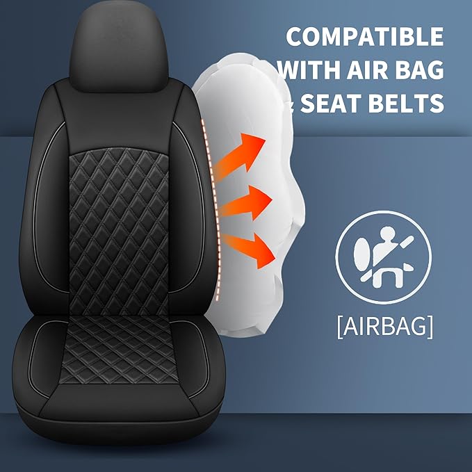 Car Seat Covers Full Set, Breathable and Waterproof Napa Leather Car Seat Cover
