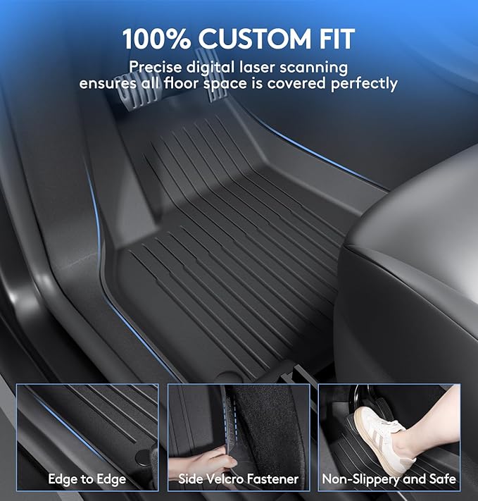 Floor Mats Fits for Tesla Model Y 5-Seat 2024-2020 (3-Piece)