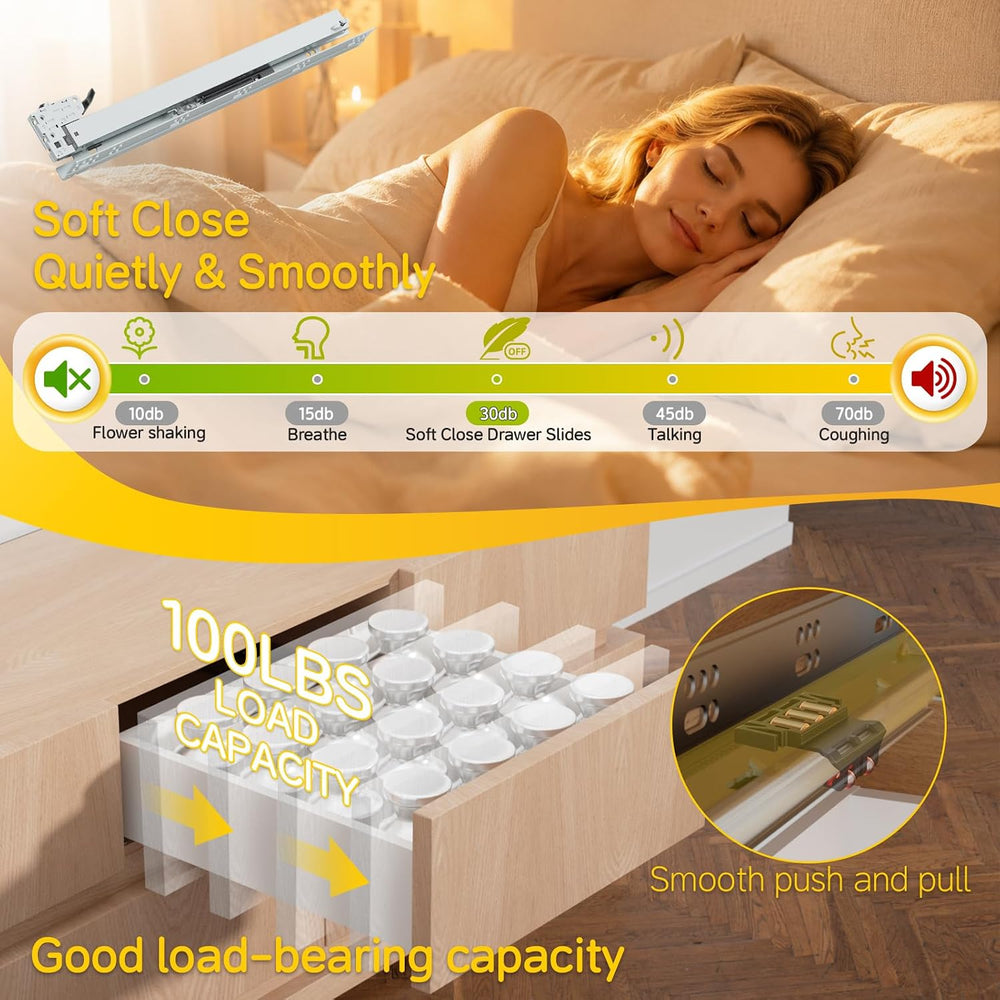 Onemake Undermount Soft Close Drawer Slides with Rear Mount Brackets, 3D Lock...