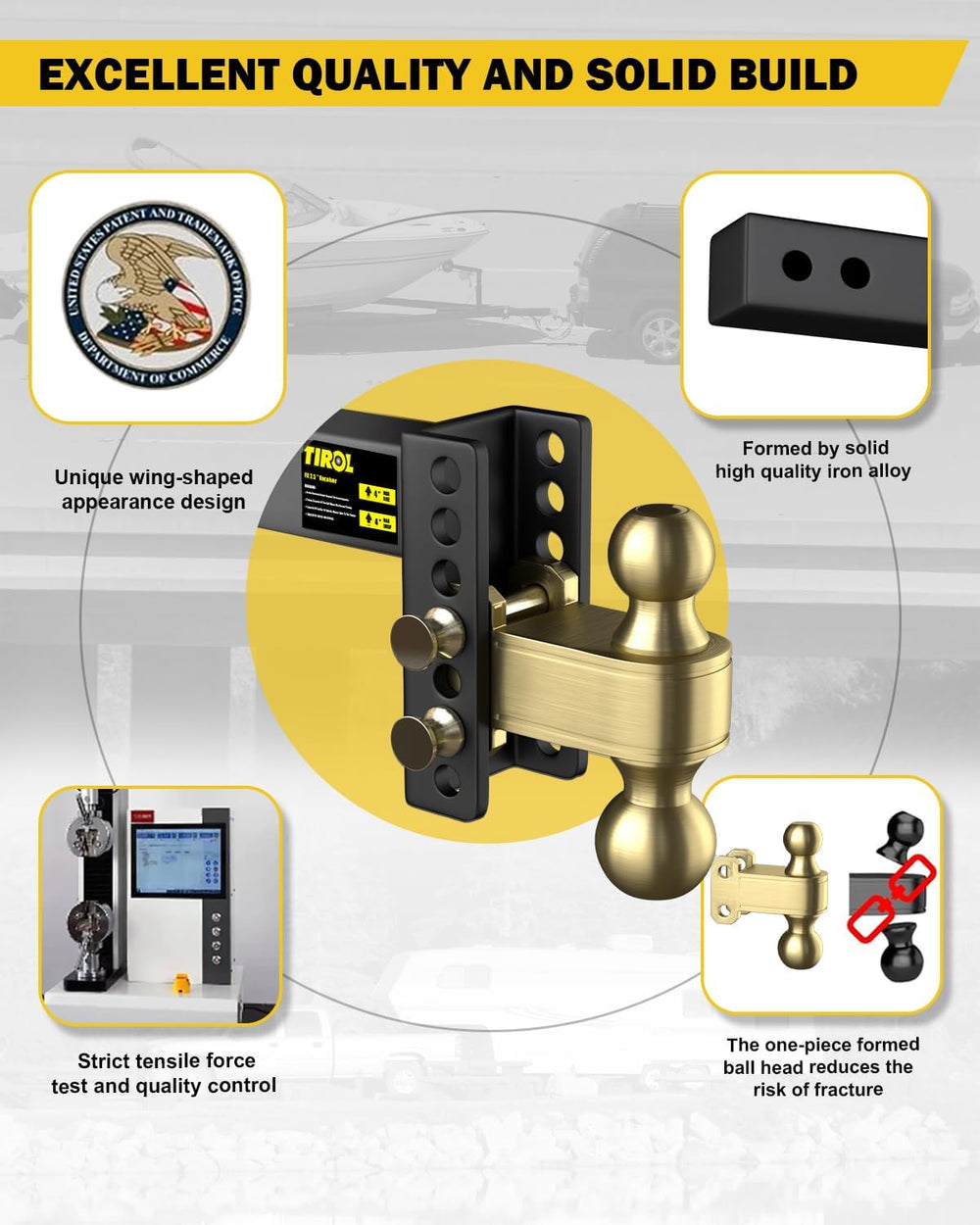 TIROL 2.5 inch Adjustable Hitch, 2.5 Hitch Receiver, 4" Drop, 2" &a...