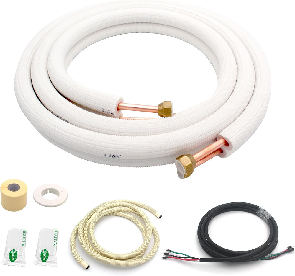 TAUROX 10FT Mini Split Line Set 1/4" & 3/8" O.D Copper Pipes Tu...