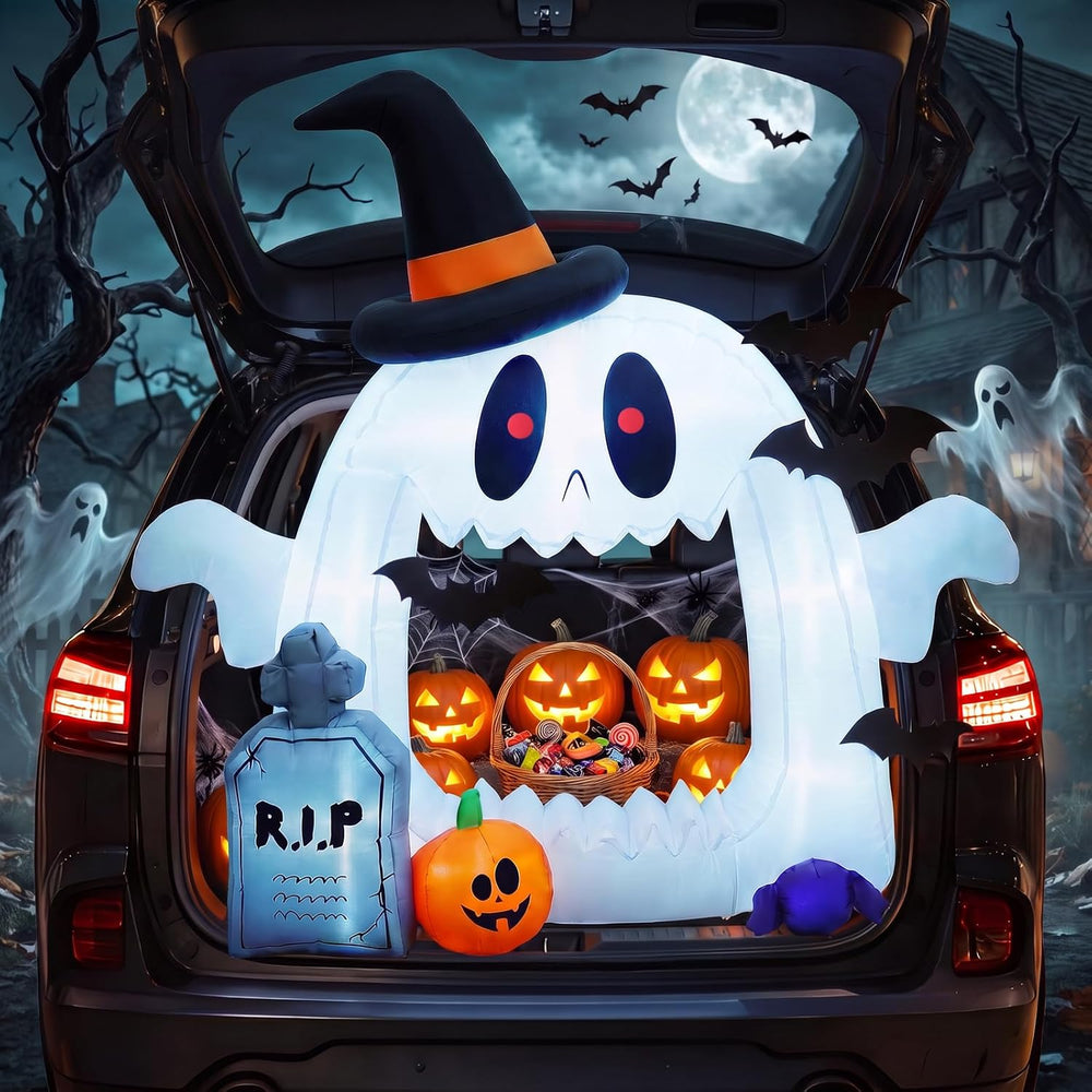 Halloween Trunk or Treat Inflatables 4 FT Outdoor Cute Ghost Car Decoration w...
