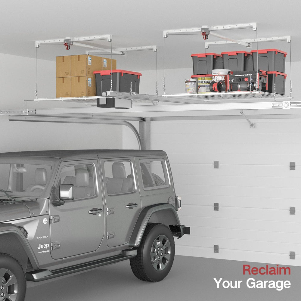 Overhead Garage Storage Rack, Adjustable Heavy-duty 4x4 Ft Ceiling Storage Ra...